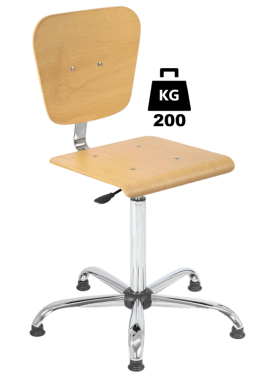 Scaun uz industrial plywood WORKSHOP Heavy Duty WLL=200kg H=550-805mm cu suport picioare si cotiere metal