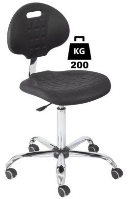 Scaun uz industrial POLYURETHAN Heavy Duty WLL=200kg H=440-570mm cu roti din metal si suport