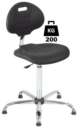 Scaun uz industrial POLYURETHAN Heavy Duty WLL=200kg H=580-830mm cu cotiere metal