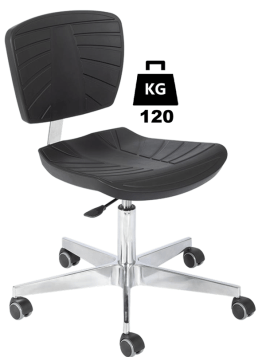 Scaun uz industrial poliuretan COMFORT Standard WLL=120kg H=430-560mm cu roti din cauciuc cu frana la ridicare