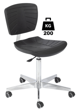 Scaun uz industrial poliuretan COMFORT Heavy Duty WLL=200kg H=510-700mm cu roti din cauciuc cu frana la ridicare