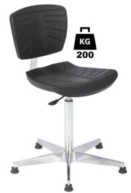 Scaun uz industrial poliuretan COMFORT Heavy Duty WLL=200kg H=550-800mm cu suport picioare si cotiere metal