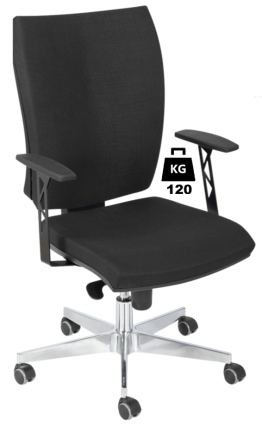 Scaun uz industrial cu husa din vinil cu cotiere SUPERIOR 1 WLL=120kg H=420-480mm cu roti din cauciuc cu frana la asezare