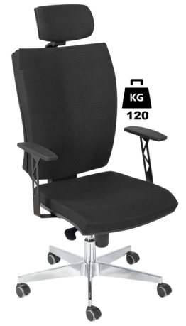 Scaun uz industrial cu husa textila cu cotiere SUPERIOR 2 WLL=120kg H=435-500mm negru industrial cu roti din cauciuc cu frana la ridicare