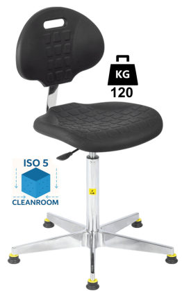 Scaun Clean-Room POLYURETHAN WLL=120kg H=540-795mm cu cotiere din poliuretan