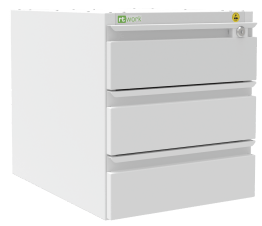 Dulap ESD suspendat cu 3 sertare pentru banc de lucru negru inchidere silentioasa