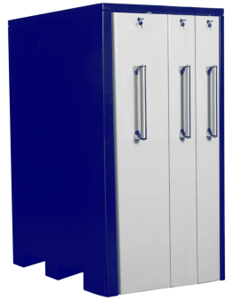 Dulap metalic cu 3 sertare verticale latime 2x200mm si 1x400mm 1290x800x1515 albastru/alb