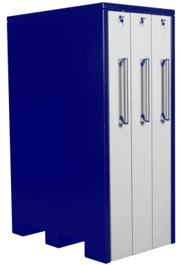 Dulap metalic cu 3 sertare verticale latime 3x200mm 1290x1300x2515 albastru/alb