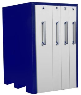 Dulap metalic cu 4 sertare verticale latime 3x200mm si 1x300mm 2090x1100x2115 albastru/alb