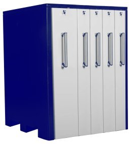 Dulap metalic cu 5 sertare verticale latime 4x200mm si 1x400mm 2090x1300x2515 gri deschis/alb