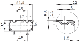 Profil aluminiu jgheab 90x45 sistem Vario BOSCH REXROTH 3000 mm neprelucrat