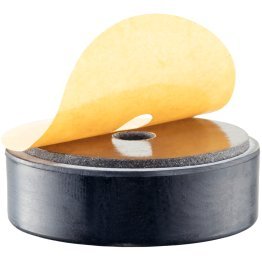 Amortizor din gumă, construcție ușoară/cu gaură de trecere și suport cu adeziv | d1=25 mm / h=3 mm | 25150.1225