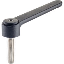 Manete de fixare ajustabile drepte , cu șurub, oțel inoxidabil | d1=40 mm / d2=M12 / l1=80 mm / negru | 24441.0745