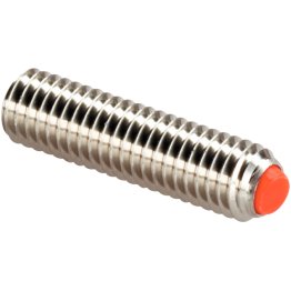 Şuruburi de presiune cu bilă, fără cap, cu bilă teşită/bilă teșită din termoplastic, suprafața de reazem plană (asigurat împotriva rotirii) | d1=M8 / l2=10,4 mm / oțel inoxidabil | 22720.0522