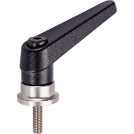 Manetă de fixare ajustabilă, cu rulment axial din oţel inoxidabil, cu şurub | d1=30 mm / d2=M12 / l1=57 mm / negru | 24420.1352